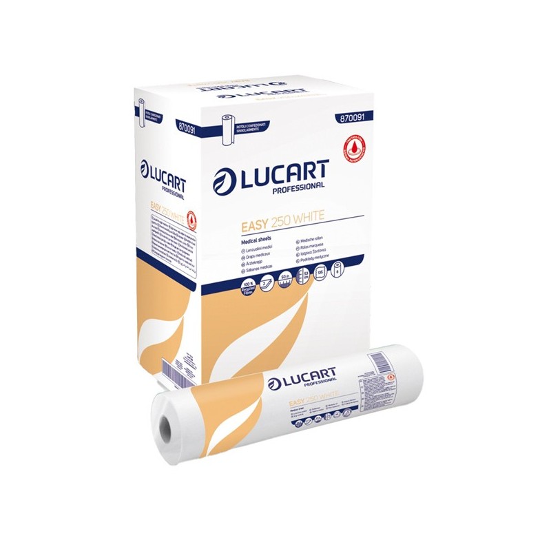 Lenzuolino medico in rotolo EASY 250 WHITE 53cmx50m bianco Lucart