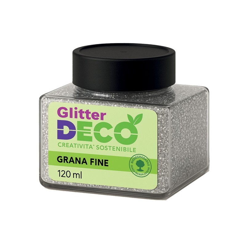 Glitter Bio grana fine flacone 120ml argento Deco