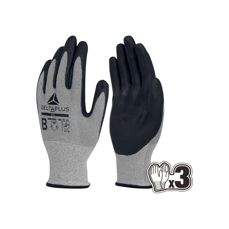 Pack 3 paia di guanti ANTITAGLIO VENICUTB07 Tg.08 grigio