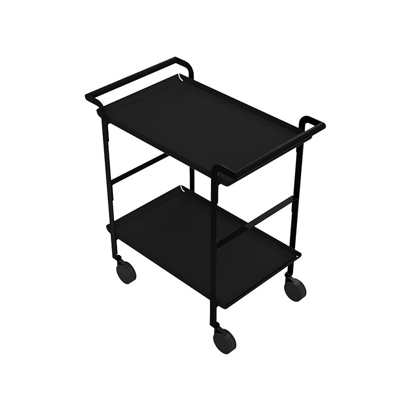 LINE'A carrello da servizio struttura nera - 2 ripiani NERI + Tovaglietta nera S