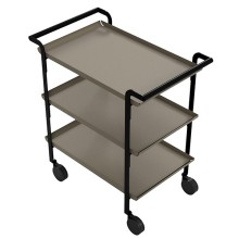 LINE'A carrello da servizio struttura nera - 3 ripiani SABBIA + Tovaglietta beig