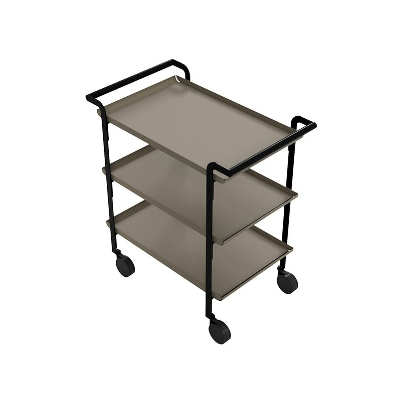 LINE'A carrello da servizio struttura nera - 3 ripiani SABBIA + Tovaglietta beig