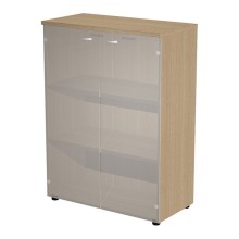 Armadio medio ante vetro 90x45,8xH123cm con struttura rovere
