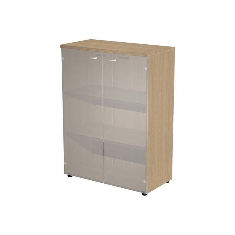 Armadio medio ante vetro 90x45,8xH123cm con struttura rovere