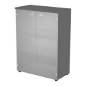 Armadio medio ante vetro 90x45,8xH123cm con struttura antracite
