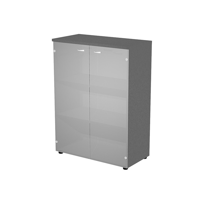 Armadio medio ante vetro 90x45,8xH123cm con struttura antracite
