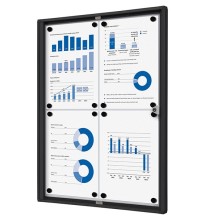 Bacheca per interni 4xA4 ad ante battenti con cornice nera Showdown