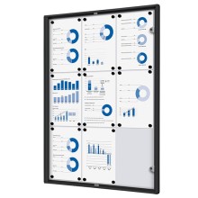Bacheca per interni 9xA4 ad ante battenti con cornice nera Showdown