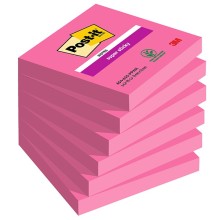 Cf. 6pz 90 foglietti Post-it® Super Sticky 76x76mm 654-6SS rosa power