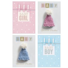 Biglietto Nascita con glitter fantasie assortite Rex Sadoch (Conf.12)