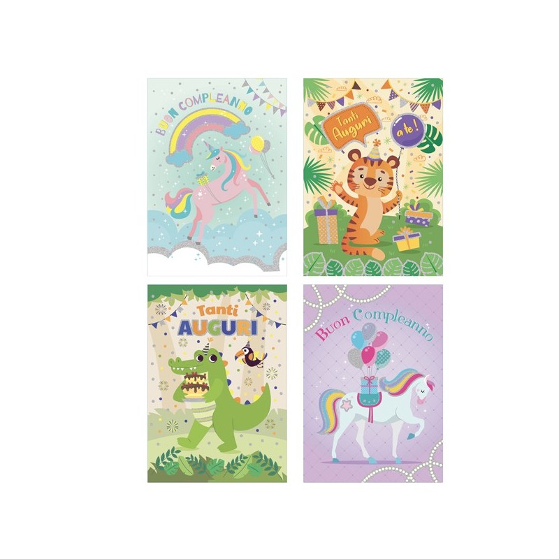 Biglietto Compleanno Bambino fantasie assortite Rex Sadoch (Conf.12)