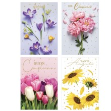 Biglietto Floreale stampa a caldo fantasie assortite Rex Sadoch (Conf.12)