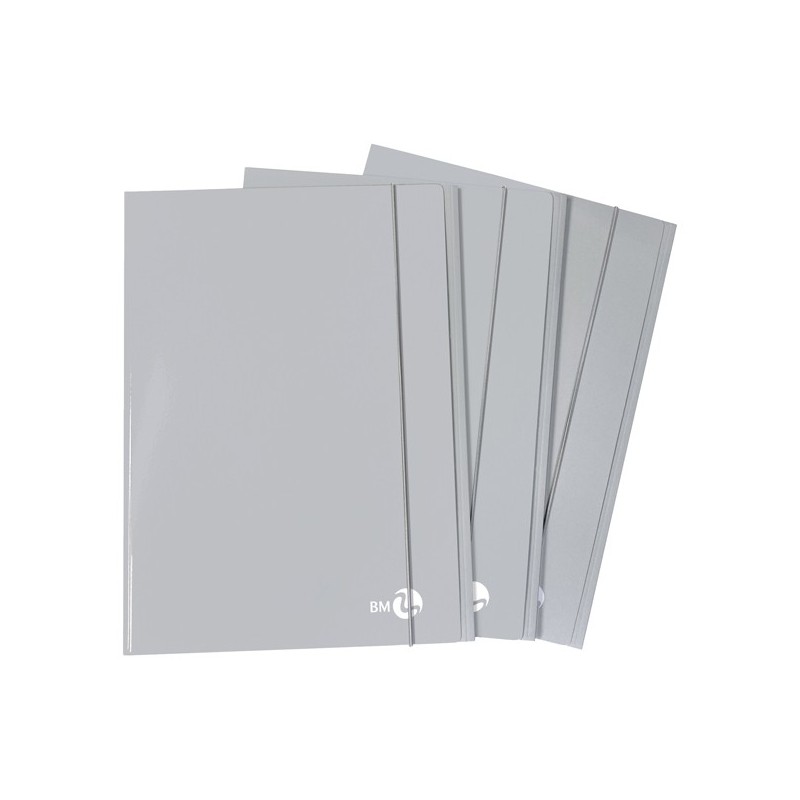Cartellina 3 lembi piatta con elastico, f.to A4 grigio chiaro BM (Conf.10)
