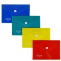 Busta con bottone in PP 14,5 x 10,5cm colori assortiti Plastibor (Conf.4)