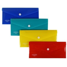 Busta con bottone in PP 22,5 x 12,5cm colori assortiti Plastibor (Conf.4)