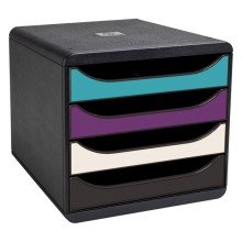 Cassettiera riciclata Big Box 4 cassetti in  Colori assortiti linea Titane Exaco