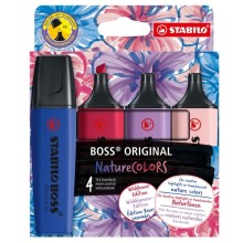 Astuccio 4 evidenziatori Stabilo Boss NatureColors Wildflowers cipria/blu elettr