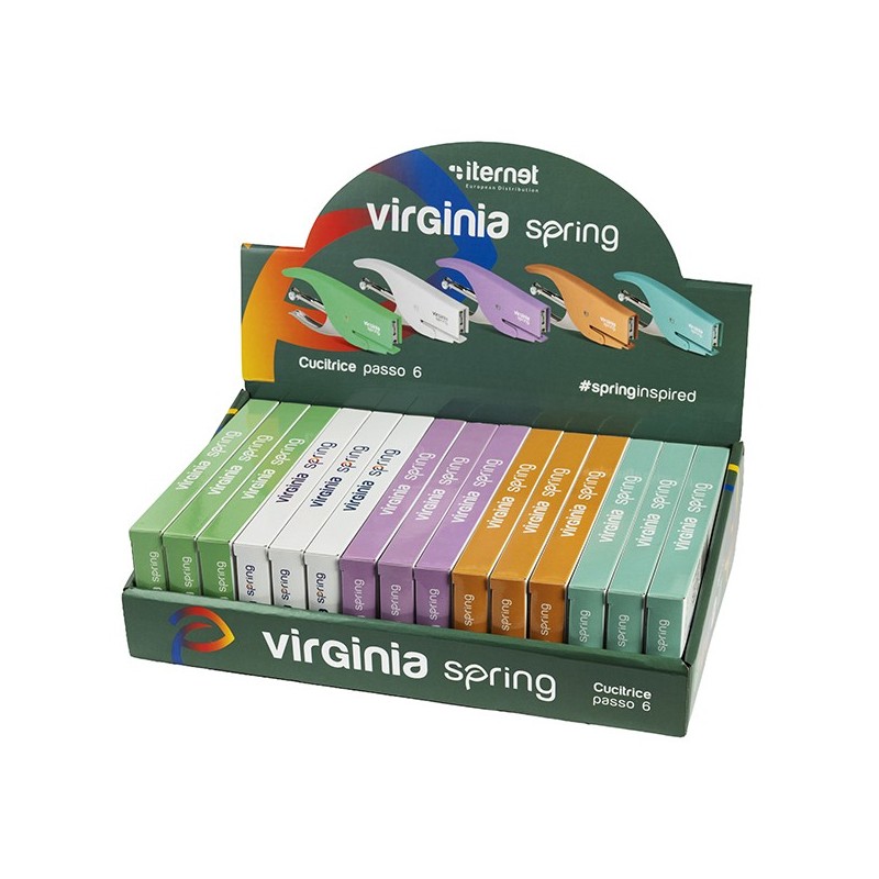 Display box 15 cucitrici a pinza Virginia spring 5 colori assortiti pastello Ite