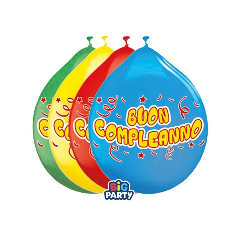 Busta 10 palloncini in lattice Ø26cm Buon compleanno Big Party