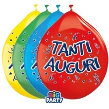 Busta 10 palloncini in lattice Ø26cm Tanti auguri Big Party