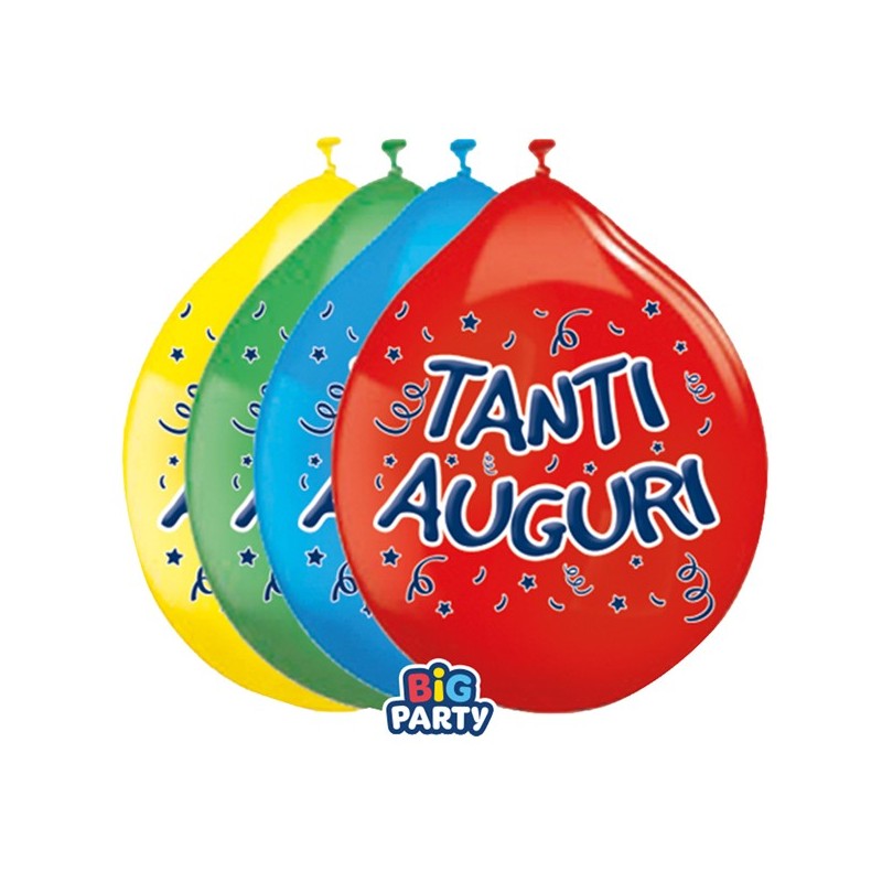 Busta 10 palloncini in lattice Ø26cm Tanti auguri Big Party