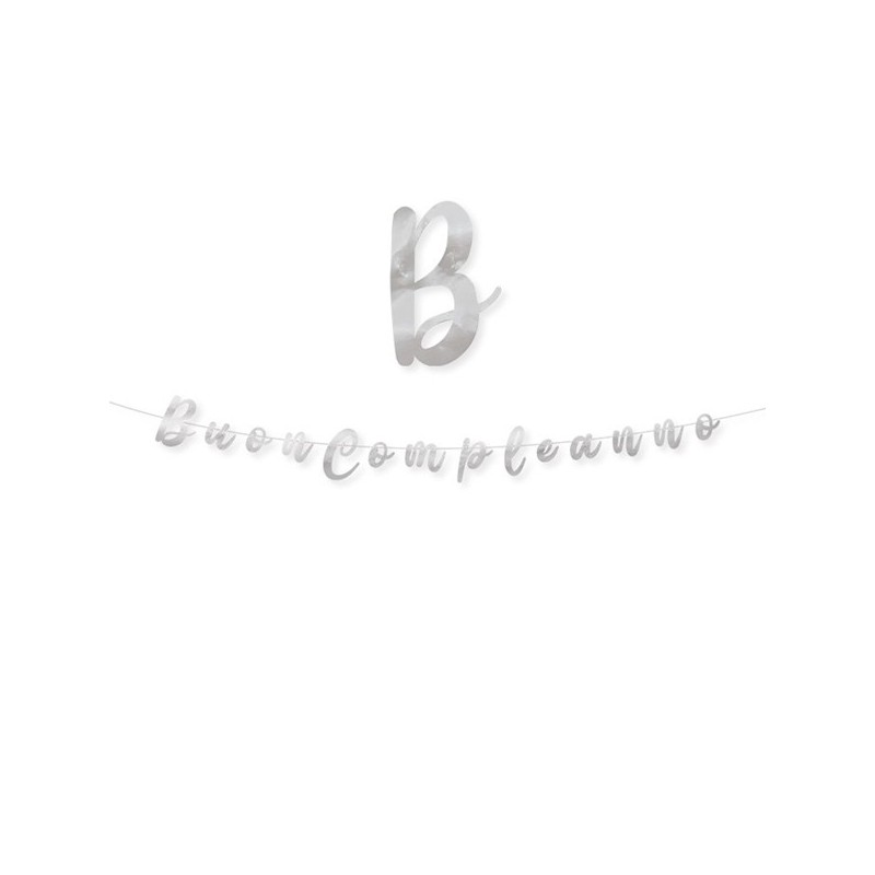 Festone in cartoncino Buon compleanno Argento Big Party