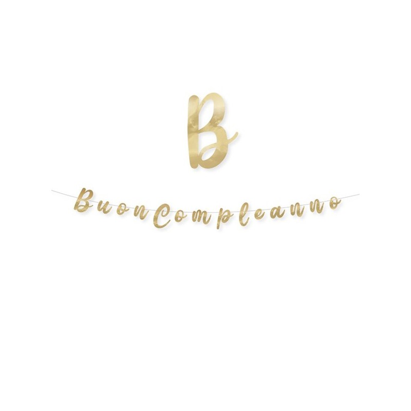 Festone in cartoncino Buon compleanno Oro Big Party