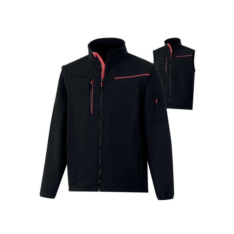 Softshell 2in1 Soccia tg XL nero/rosso Deltaplus