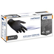 Conf 100 Guanti in nitrile R78 s/polvere tg XS nero Reflexx (Conf.10)