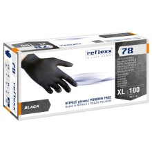 Conf 100 Guanti in nitrile R78 s/polvere tg XL nero Reflexx (Conf.10)