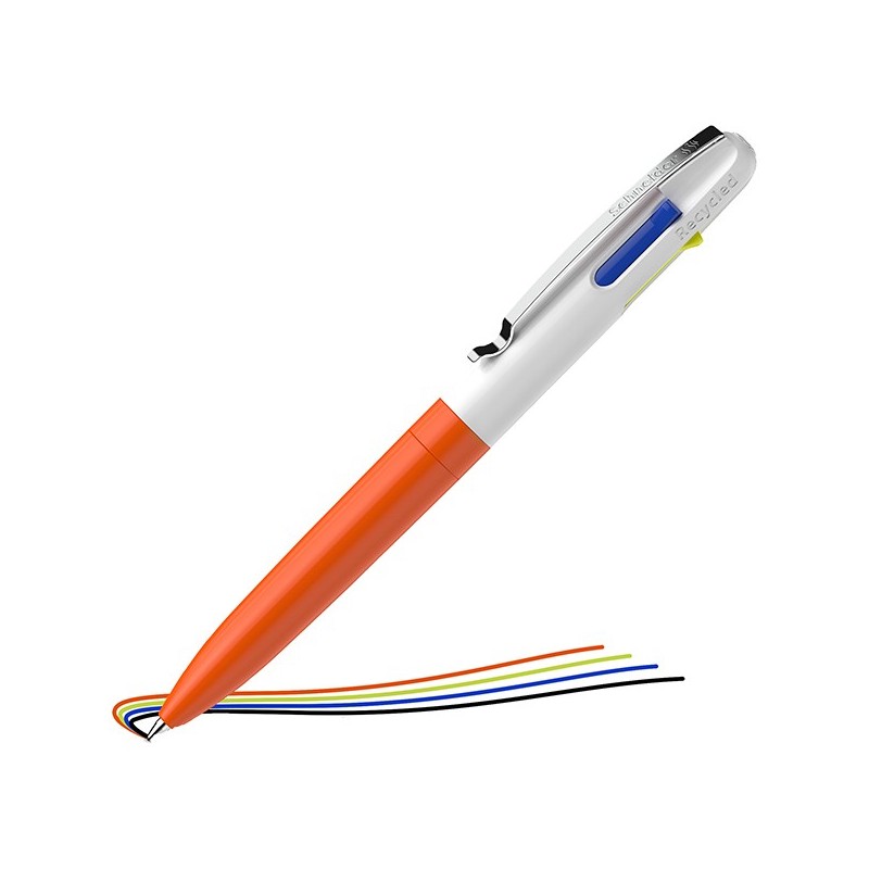 Penna a sfera Take 4 a quattro colori punta M fusto arancione fluo Schneider (Conf.10)
