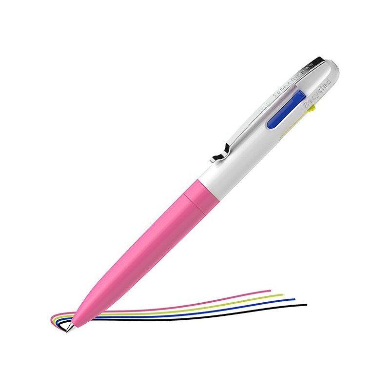 Penna a sfera Take 4 a quattro colori punta M fusto rosa fluo Schneider (Conf.10)