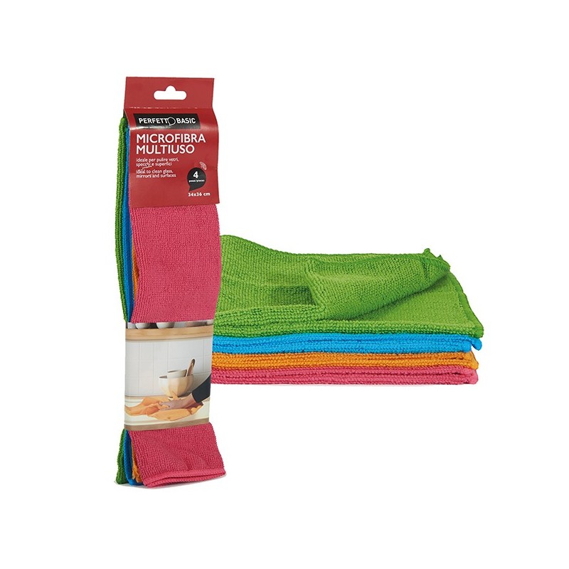 Conf 4 Panni microfibra 34x36cm Perfetto
