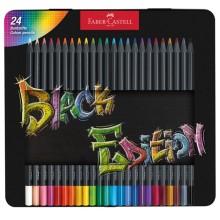 Astuccio in metallo 24 matite colorate triangolare Black Edition Faber-Castell