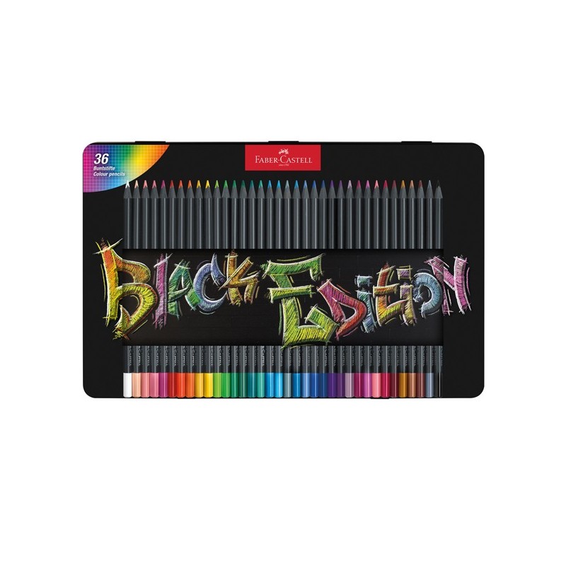 Astuccio in metallo 36 matite colorate triangolare Black Edition Faber-Castell