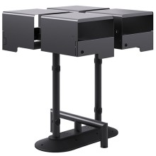 Portarifiuti coperto quadruplo su base con serratura e reggisacco 120+120+120+12