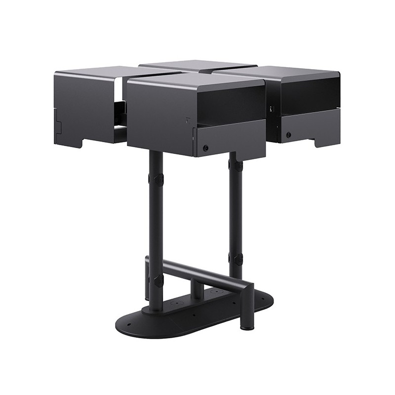 Portarifiuti coperto quadruplo su base con serratura e reggisacco 120+120+120+12