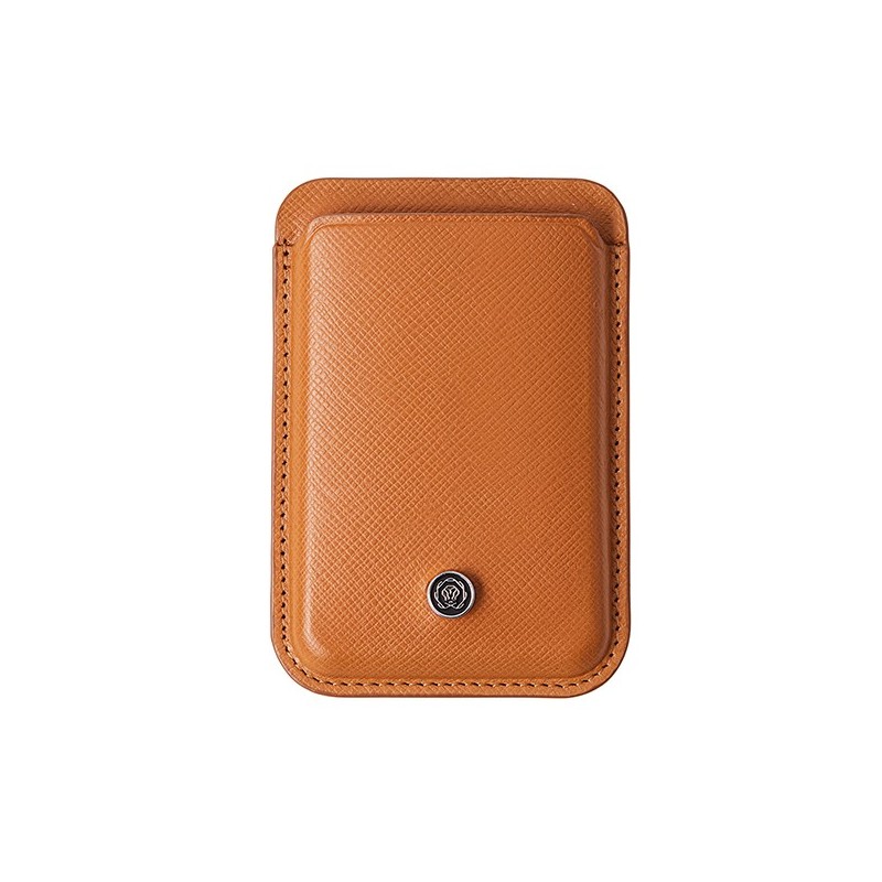 Portacarte magnetico vera pelle Saffiano marrone Cross