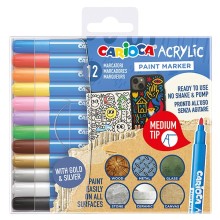 Astuccio 12 Paint Marker acrilico punta media colori assortiti Carioca