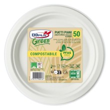 50 Piatti piani Ø220mm biodegradabili e compostabili Dopla Green