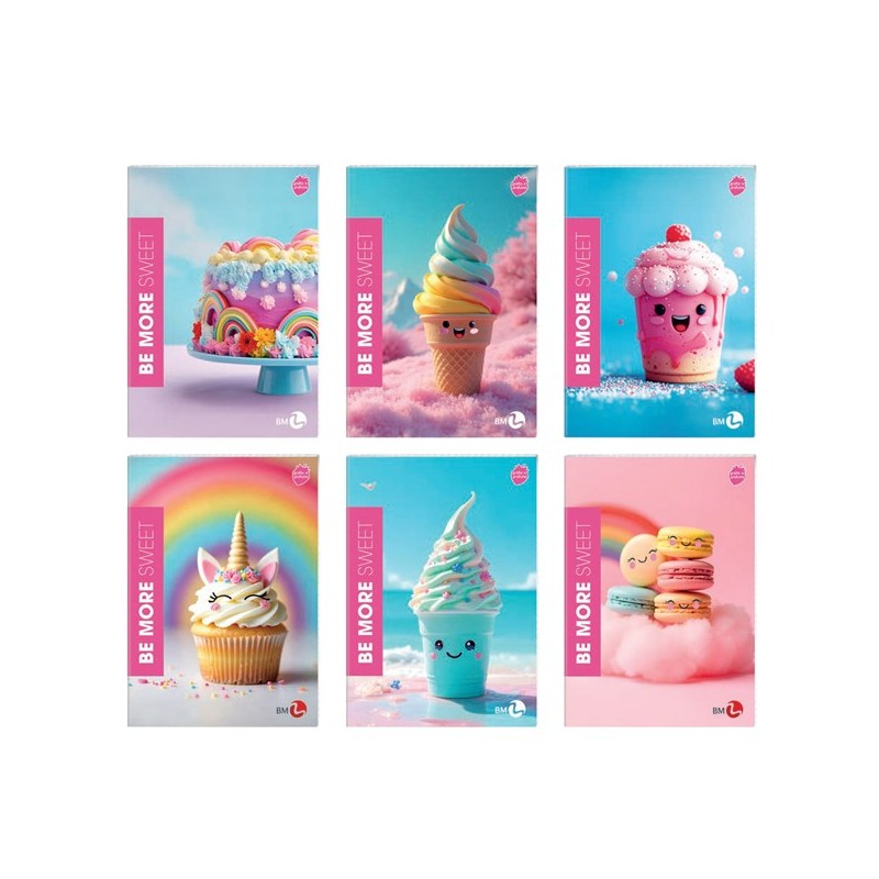 Maxiquaderno alta fogliazione A4 48fg+2 100gr 5mm Be More Sweet BM (Conf.10)
