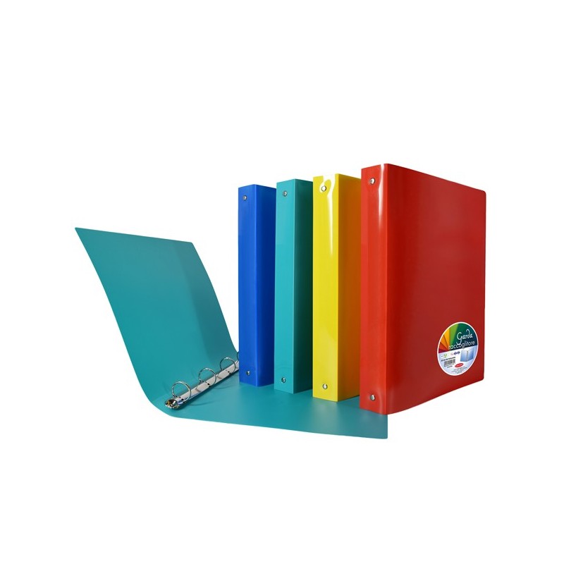Raccoglitore Garda  22 x 30 cm  4 anelli tondi 25 mm  PP  colori assortiti  Plas (Conf.12)