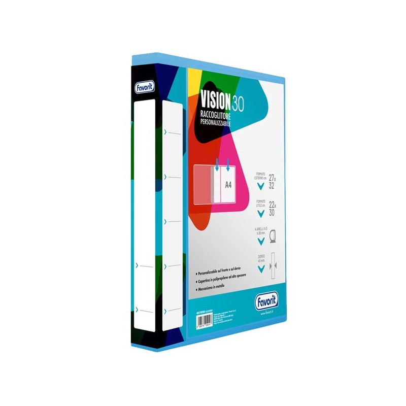 Raccoglitore personalizzabile Vision 22 x 30 cm 4 anelli a D 30 mm dorso 4,5 cm