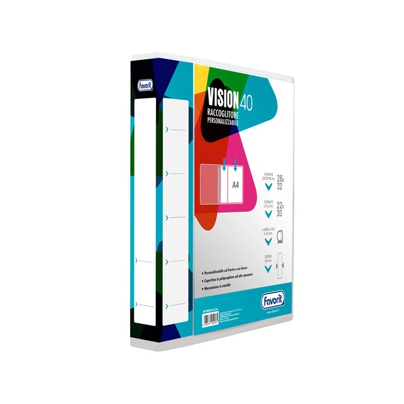 Raccoglitore personalizzabile Vision 22 x 30 cm 4 anelli a D 40 mm dorso 6 cm ne