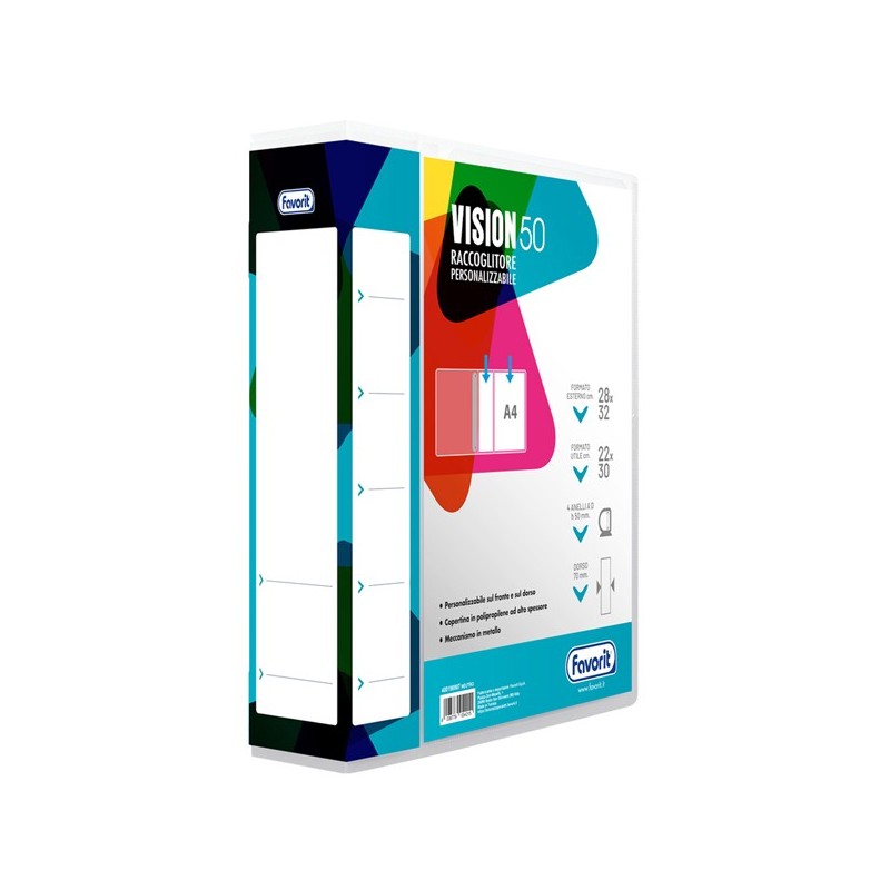 Raccoglitore personalizzabile Vision 22 x 30 cm 4 anelli a D 50 mm dorso 7 cm ne