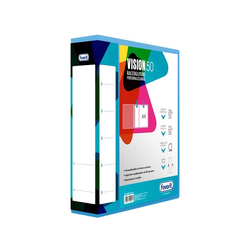 Raccoglitore personalizzabile Vision 22 x 30 cm 4 anelli a D 50 mm dorso 7 cm az