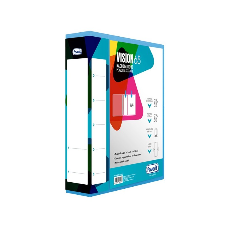 Raccoglitore personalizzabile Vision 22 x 30 cm 4 anelli a Q 65 mm dorso 8,5 cm