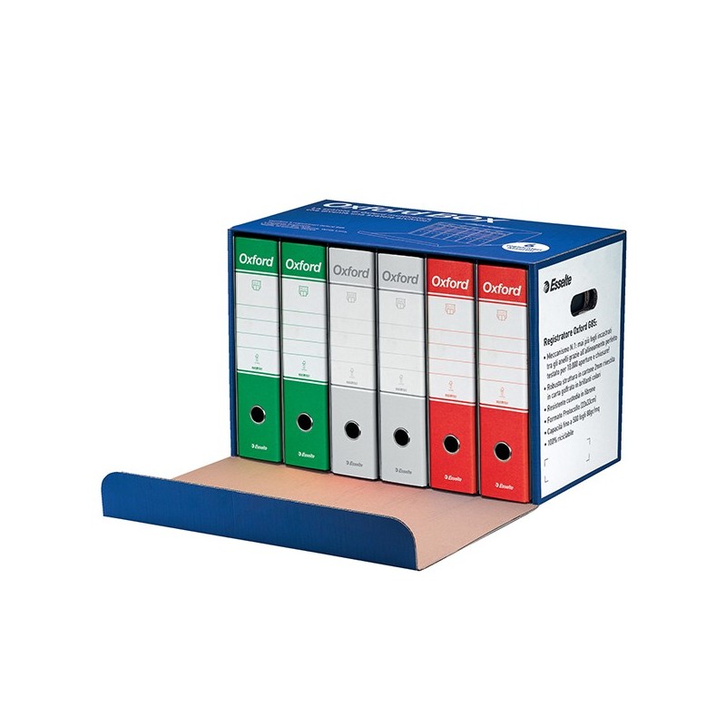 Scatola 6 registratori OXFORD BOX ITALIA G85 bianco-rosso-verde ESSELTE