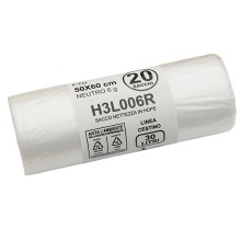 20 sacchi rifiuti 30L 50x60cm 15my HDPE neutro Bio Extrusion