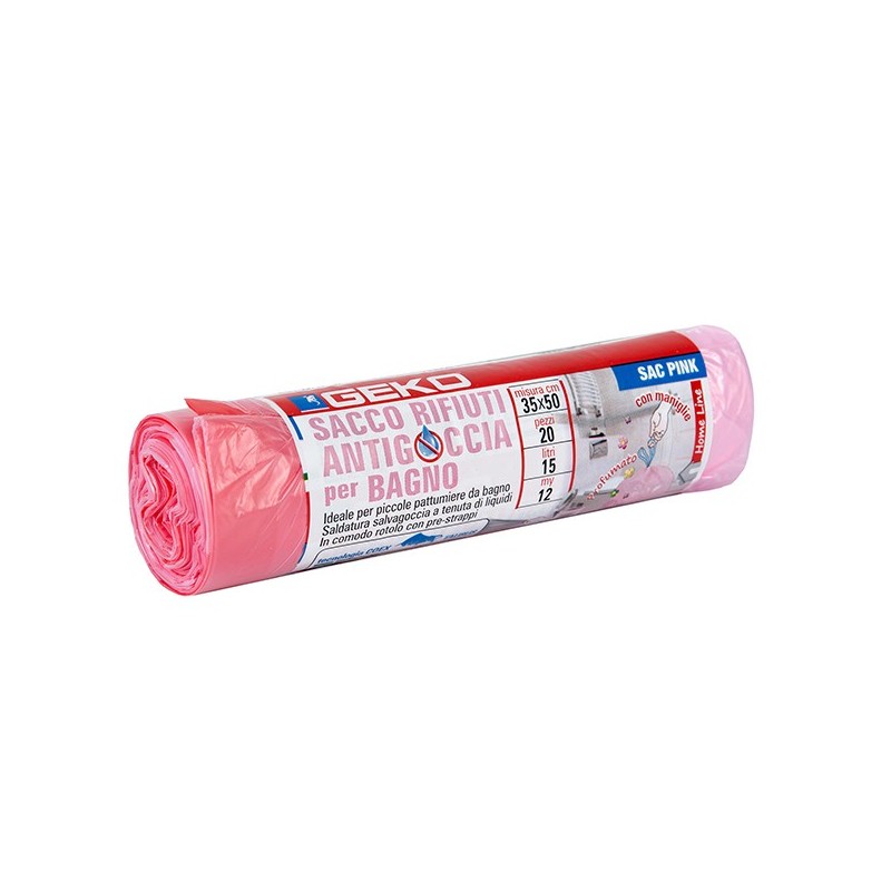 20 Sacchi rifiuti organici Sac Bio 35x50cm 15L 12my rosa Geko